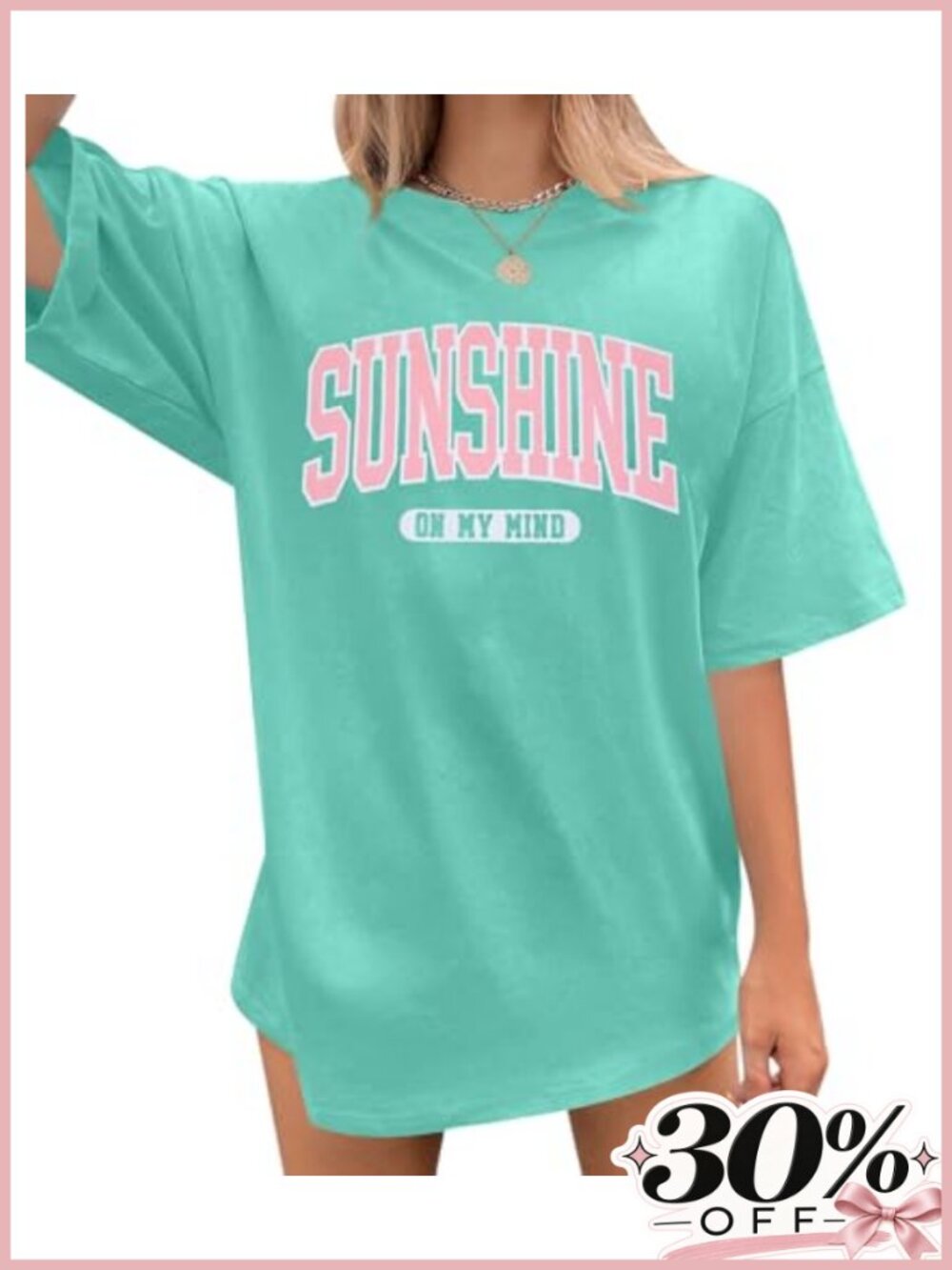 Womens Oversized Sunshine Graphic T-Shirt Cotton Blend Summer Boho Tee